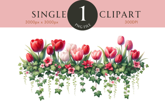 Download Red Tulips Flower Border Clipart - Tulips Collection