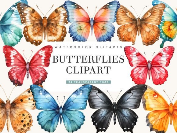 Download Watercolor Butterflies Clipart Bundle - Premium Resources